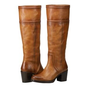 Frye Tan Leather Heeled Boots